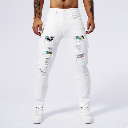 Hole Patch Washed Jeans