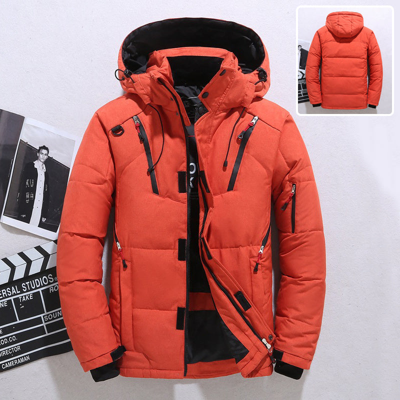 Outdoor Windproof Hooded Jacket Leisure Sports Coat With Pockets Warm Mens Clothing