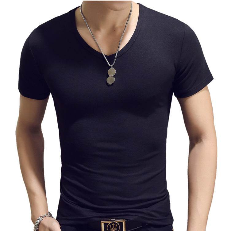 Korean Style Trendy Half-sleeved Body Shirt Trendy Bottoming Solid Color Shirt