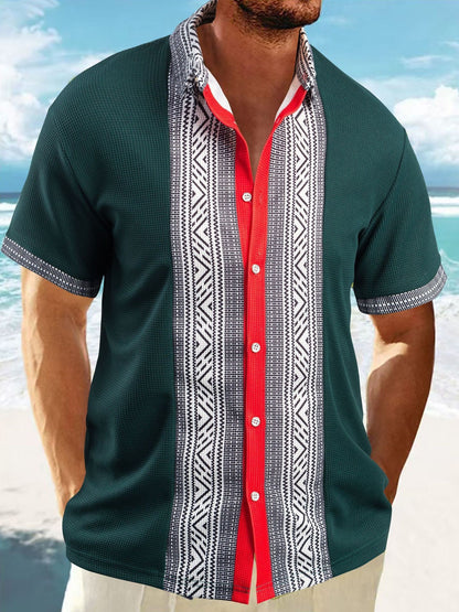 Printed Button Short Sleeve Men