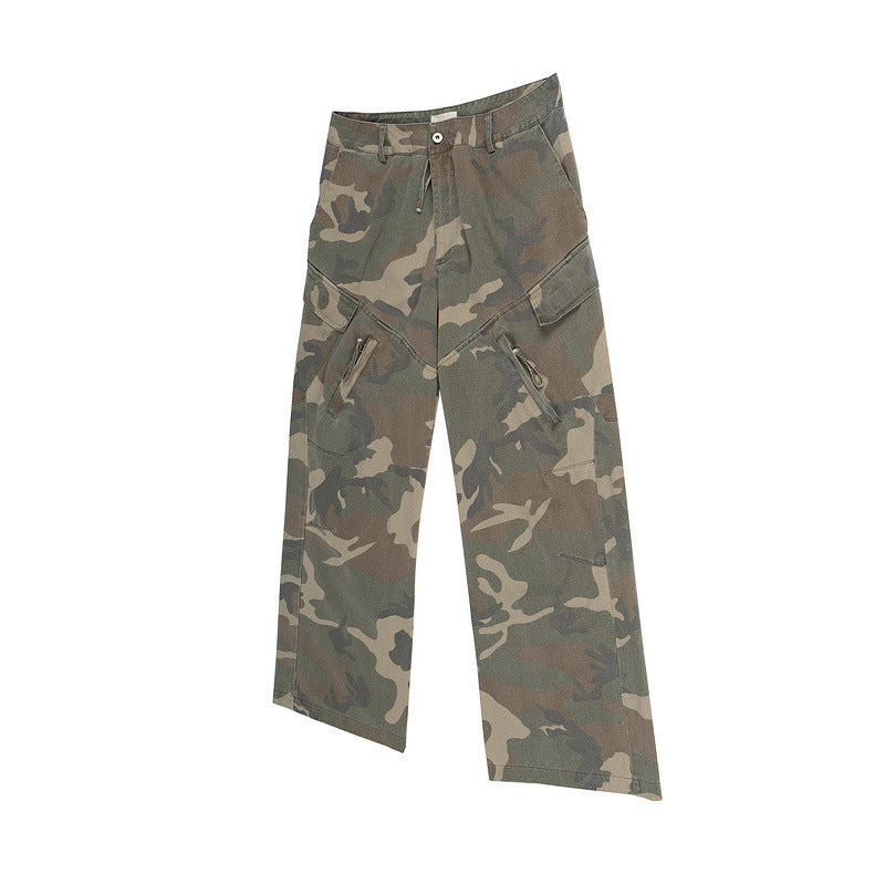 Loose Wide Leg Camouflage Slightly Flared Jeans