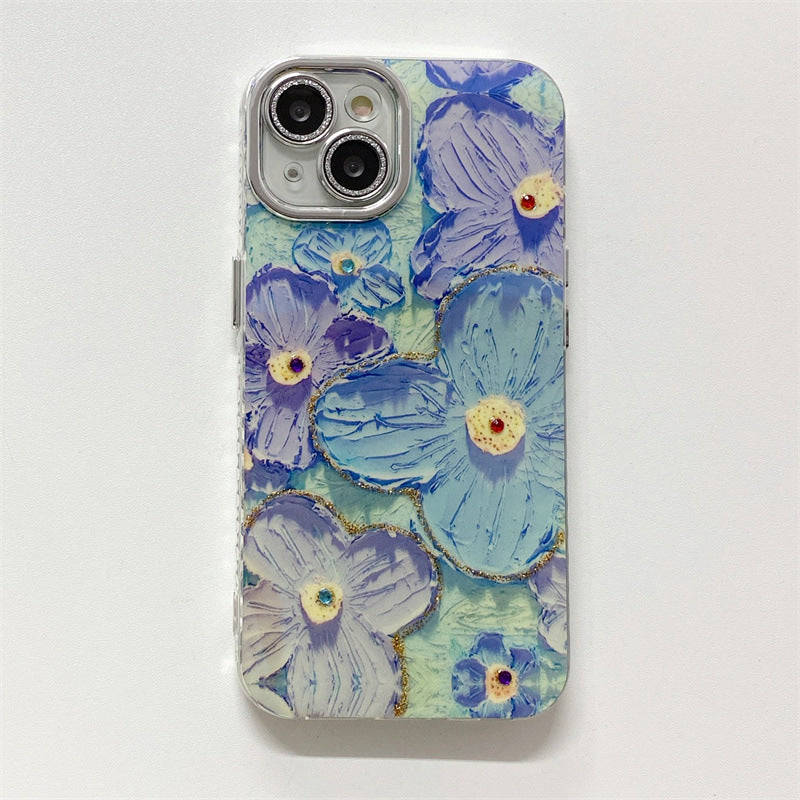 Blue Light Oil Painting Flower Phone Case