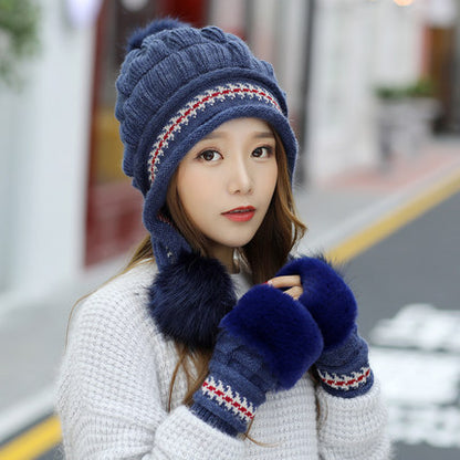 Cozy Knit Fleece-Feel Beanie With Ear Flaps & Pompom Warm Winter Hat For Women Perfect For Skiing & Outdoor Activities