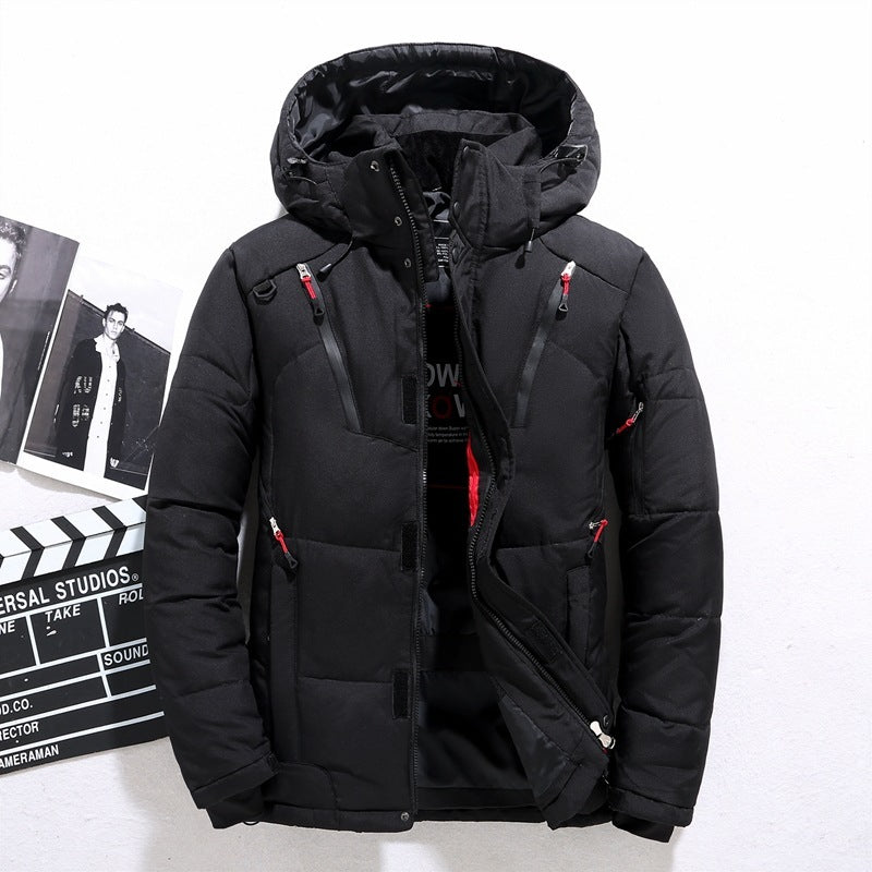 Outdoor Windproof Hooded Jacket Leisure Sports Coat With Pockets Warm Mens Clothing