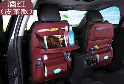 Universal Multifunctional Car Seat Bag with Foldable Table PU Leather Multi-pocket