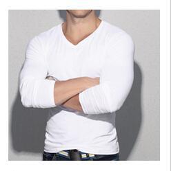 Mens V Neck Long Sleeve T Shirt