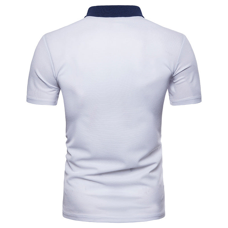 Summer New Men's Zipper T Shirt Lapel Short Sleeved Polo Shirt