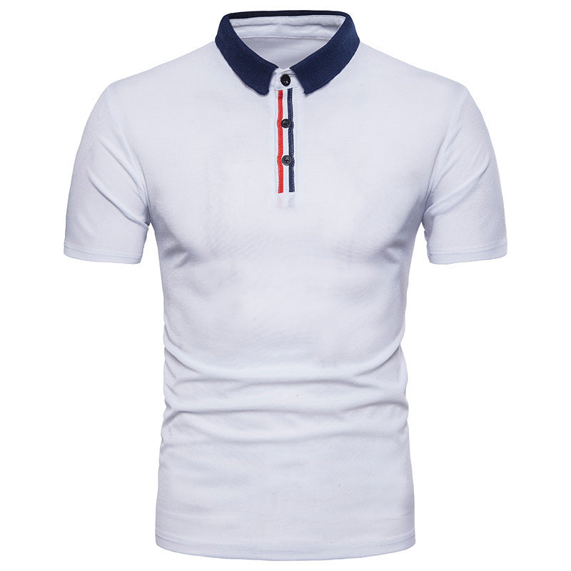 Summer New Men's Zipper T Shirt Lapel Short Sleeved Polo Shirt