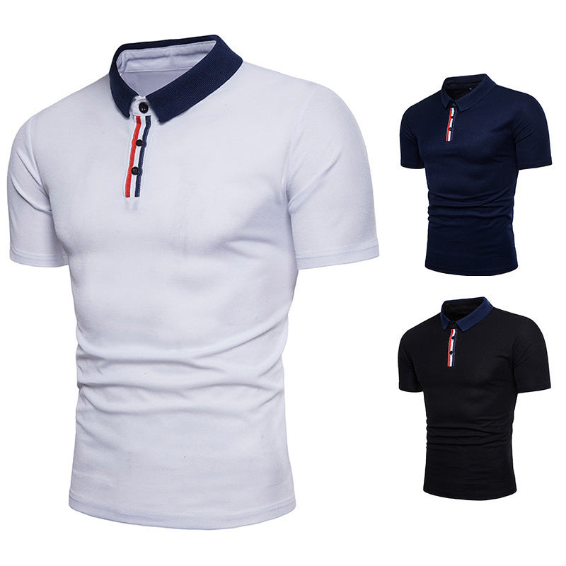 Summer New Men's Zipper T Shirt Lapel Short Sleeved Polo Shirt