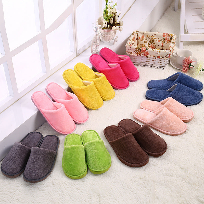 Plush Indoor Home Autumn And Winter Wooden Floor Warm Cotton Slippers