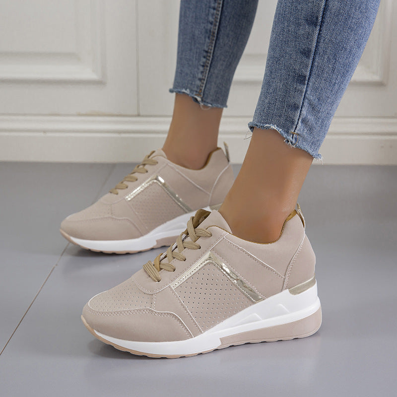 Sneakers Platform Wedge Heel Casual Shoes Lace-up Mesh Sneakers