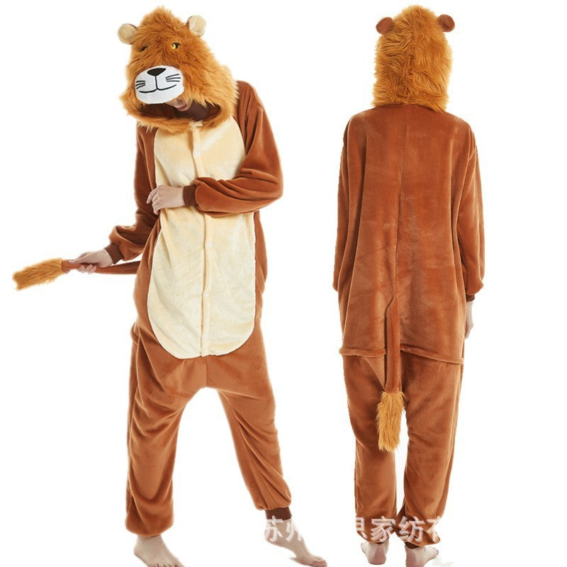 New Lion Flannel Cartoon One-piece Pajamas