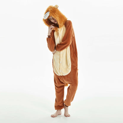 New Lion Flannel Cartoon One-piece Pajamas