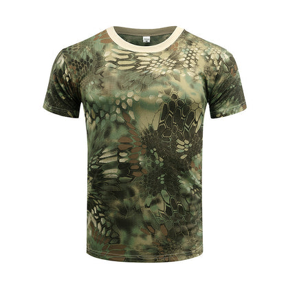 Camouflage Short-Sleeved Men's And Women's Sports Round Neck Breathable T-Shirt