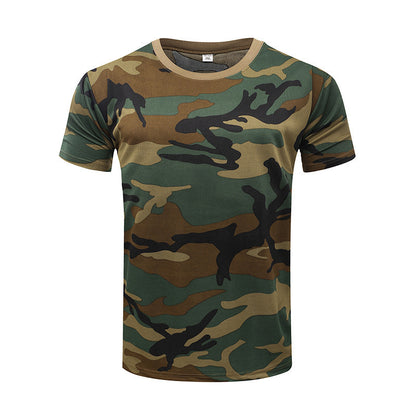 Camouflage Short-Sleeved Men's And Women's Sports Round Neck Breathable T-Shirt