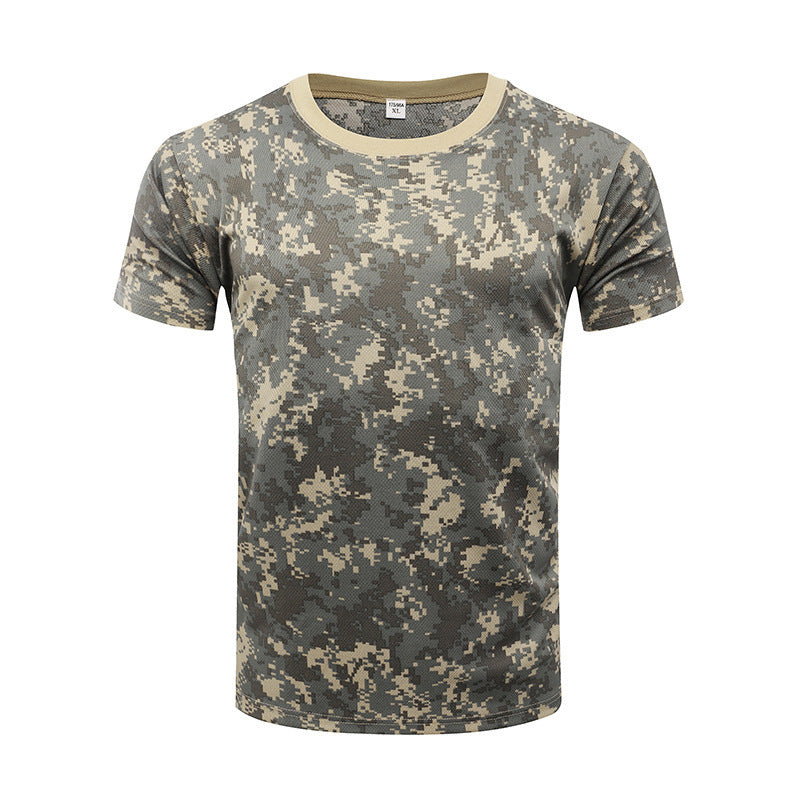 Camouflage Short-Sleeved Men's And Women's Sports Round Neck Breathable T-Shirt