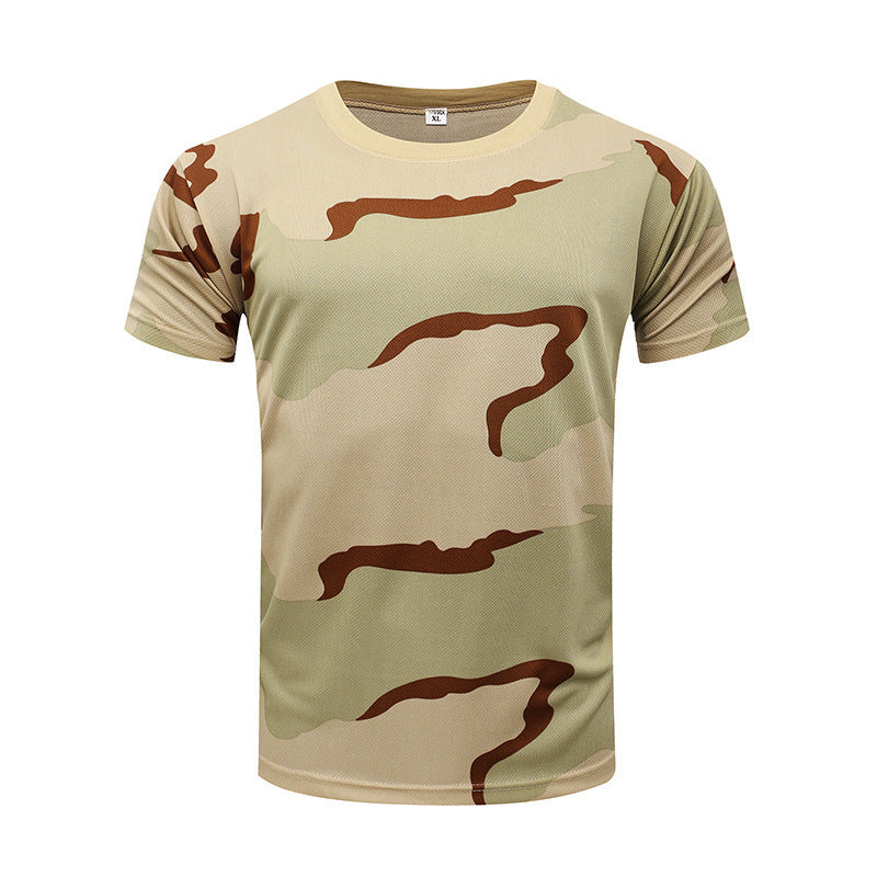 Camouflage Short-Sleeved Men's And Women's Sports Round Neck Breathable T-Shirt