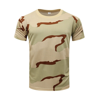 Camouflage Short-Sleeved Men's And Women's Sports Round Neck Breathable T-Shirt