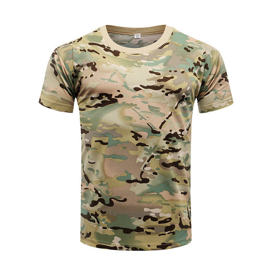 Camouflage Short-Sleeved Men's And Women's Sports Round Neck Breathable T-Shirt