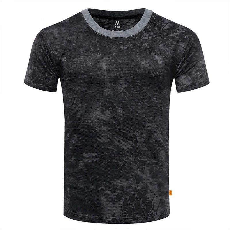 Camouflage Short-Sleeved Men's And Women's Sports Round Neck Breathable T-Shirt