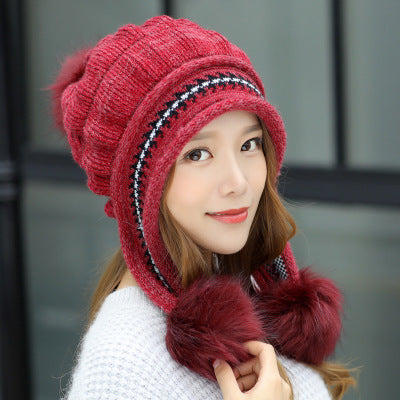 Cozy Knit Fleece-Feel Beanie With Ear Flaps & Pompom Warm Winter Hat For Women Perfect For Skiing & Outdoor Activities