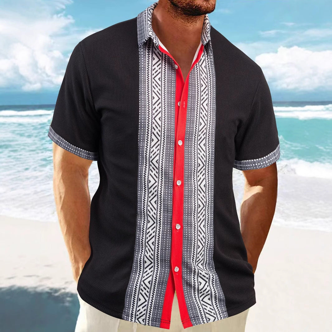 Printed Button Short Sleeve Men