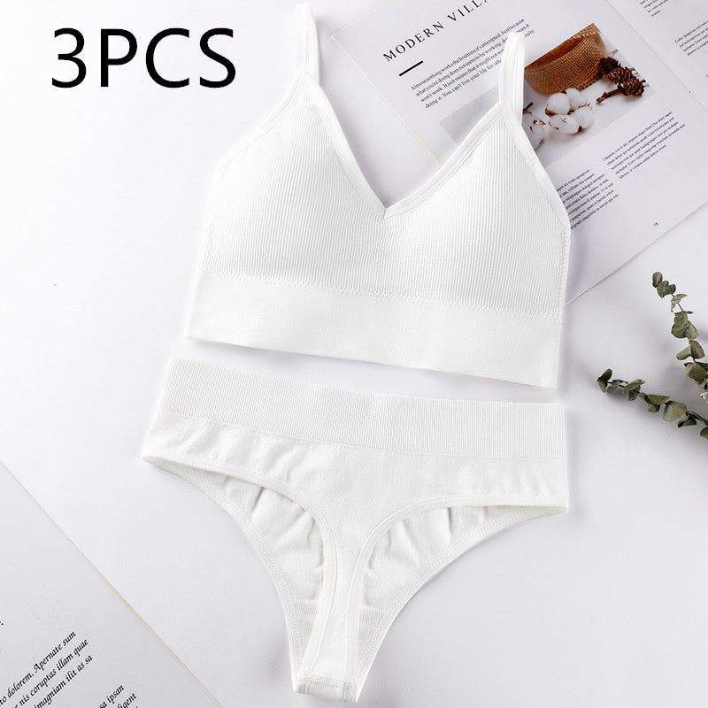 Women's Thin French Style No Steel Ring Panties And Bra Set