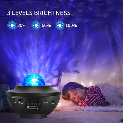 Small Bowl Starry Sky Projection Lamp USB Bluetooth Music Rotating Water Ripple Laser Atmosphere