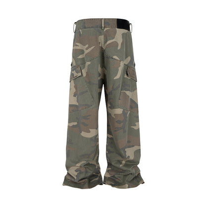 Loose Wide Leg Camouflage Slightly Flared Jeans