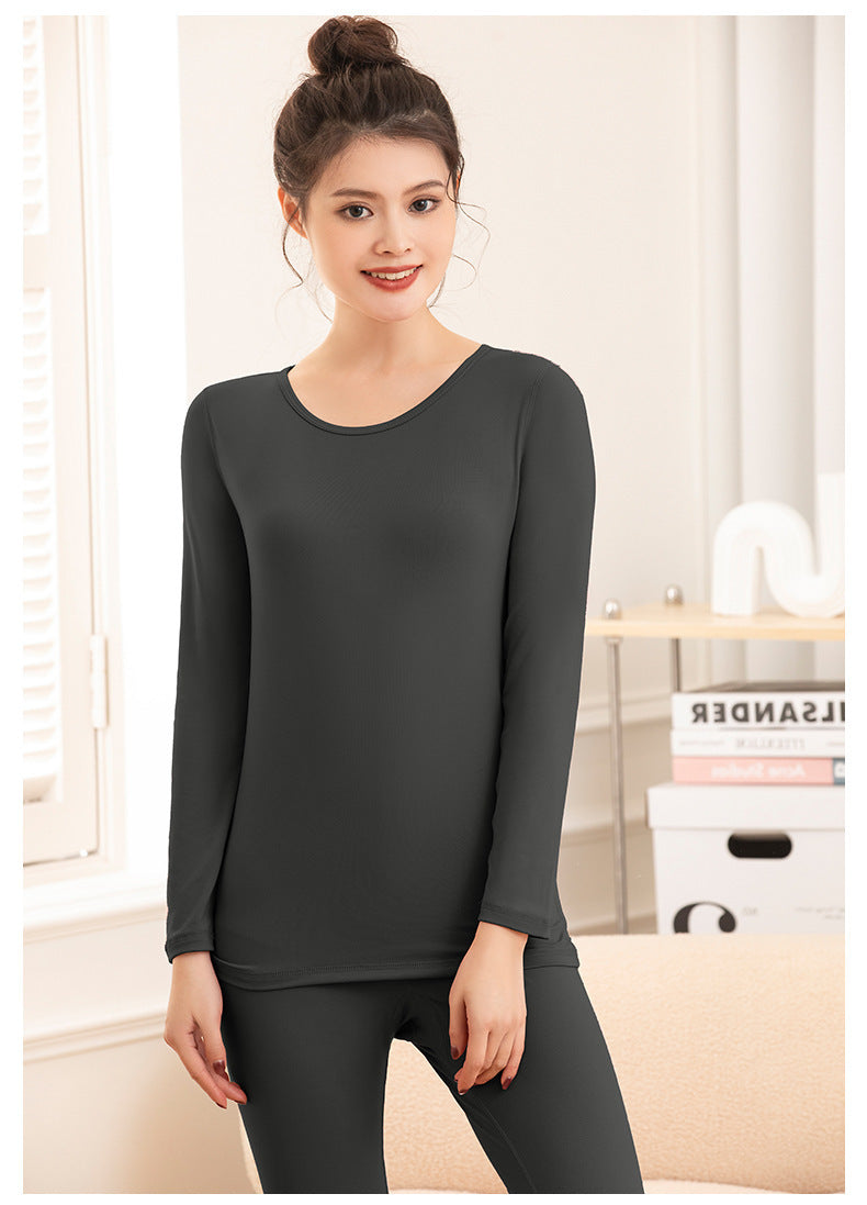 Women's Seamless Invisible Round Neck Bottoming Shirt Blouse And Pants