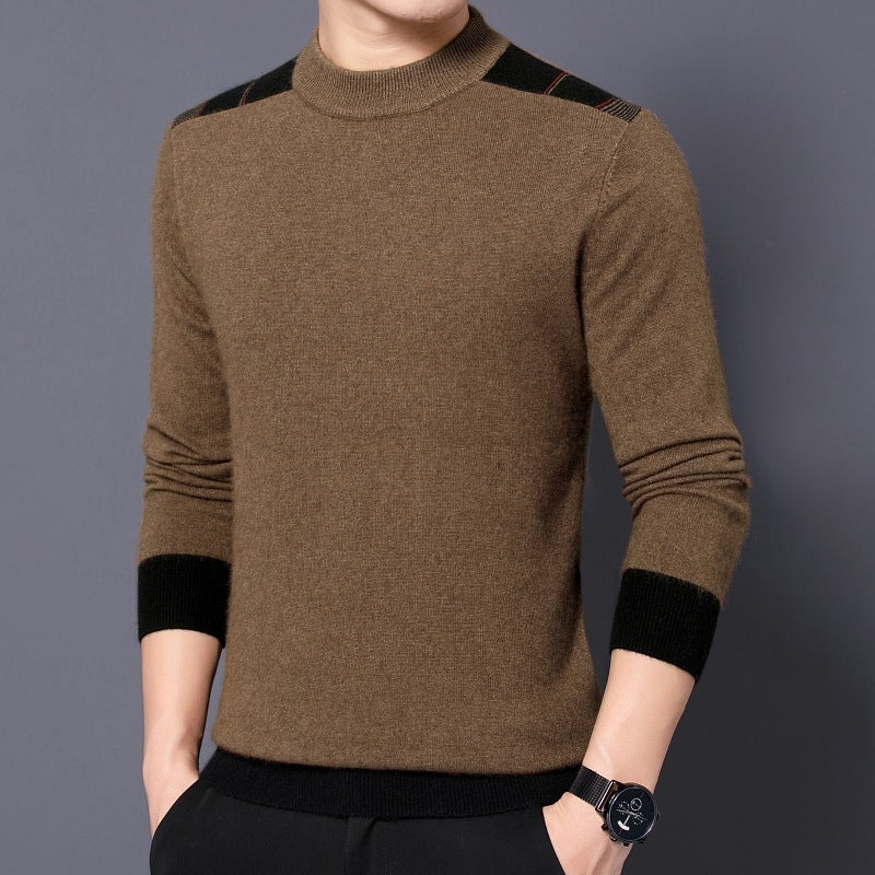 Men's Double-sided Velvet Long-sleeved Bottoming Shirt Mock Neck Sweater