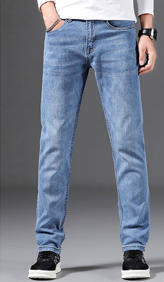 Slim Fit Elastic Straight Jeans For Men