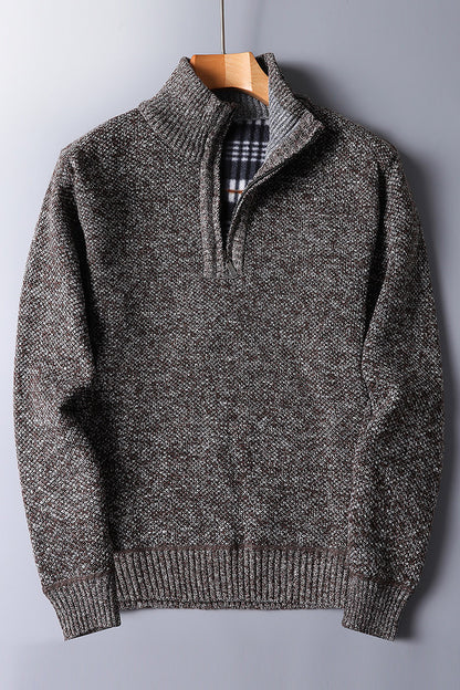 Loose Knit Coat Plush Men's Zipper Sweater