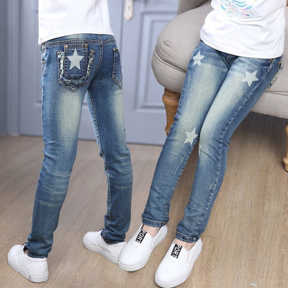 Girls' mid-rise jeans stretch footwear