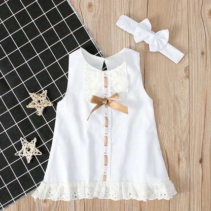 Girls baby sleeveless bow skirt