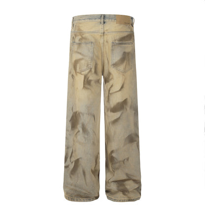 Loose Design Niche Mud Dyed Straight-leg Pants