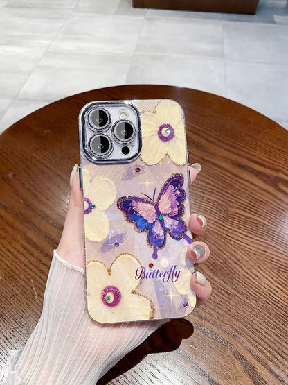 Blue Light Oil Painting Flower Phone Case