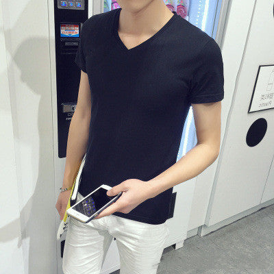 Men's short sleeve solid color t-shirt bottoming shirt