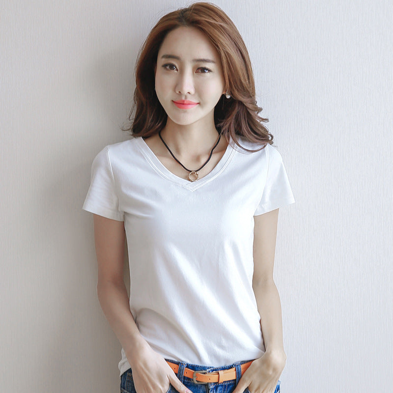 Korean Women's Summer New Style Short-sleeved T-shirt Round Neck Top