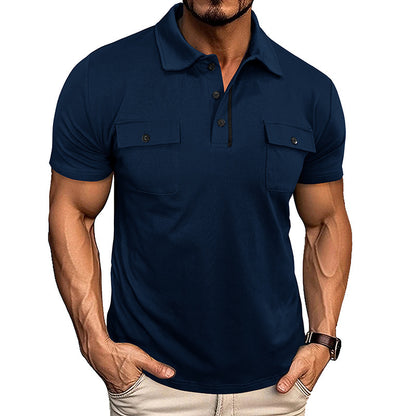 Lapel Short Sleeve Outdoor Pocket Polo Shirt T-shirt Men Clothing