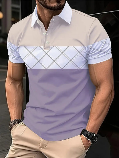 Men's Short-sleeved Button Lapel Polo Shirt