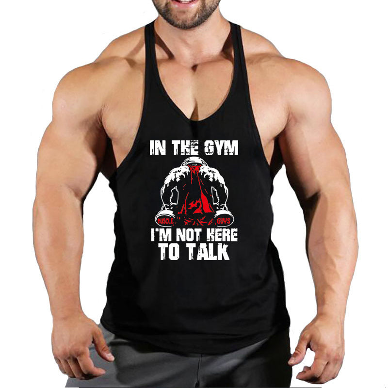 Summer Men's Vest Casual Sports Bottoming Shirt Round Neck I-shaped Fitness