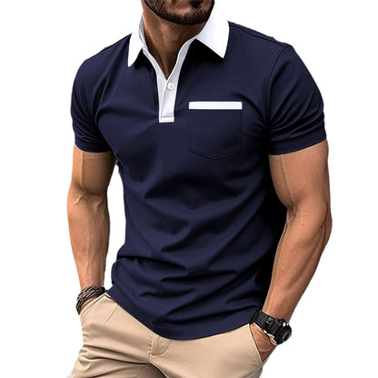 Lapel Fashion Slim Pocket Short-sleeved T-shirt Polo Shirt Men Clothing