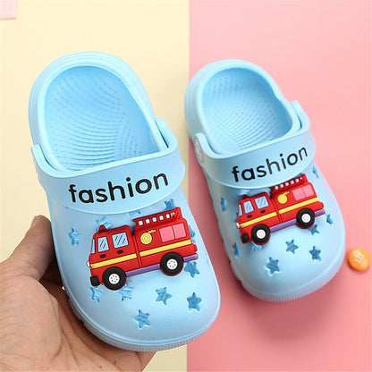 Cartoon Fire Truck Children's Slippers Breathable Non-Slip Sandals And Slippers