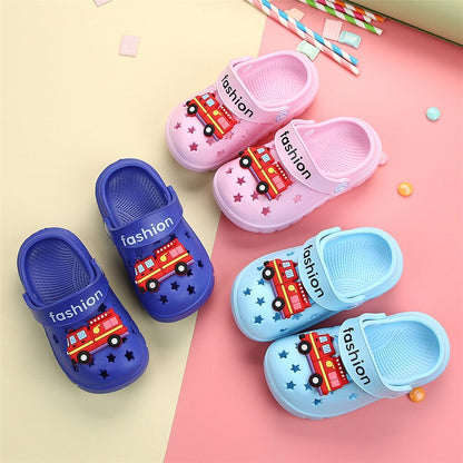 Cartoon Fire Truck Children's Slippers Breathable Non-Slip Sandals And Slippers