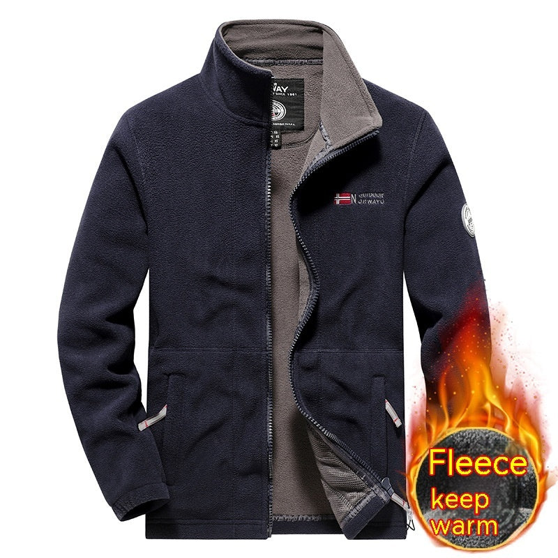 Men's Fashion Double Polar Warm Stand Collar Fleece Jacket