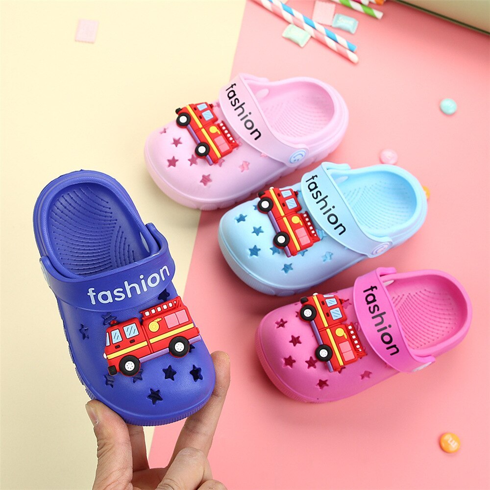 Cartoon Fire Truck Children's Slippers Breathable Non-Slip Sandals And Slippers