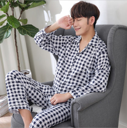 Men's knitted cotton home service suit