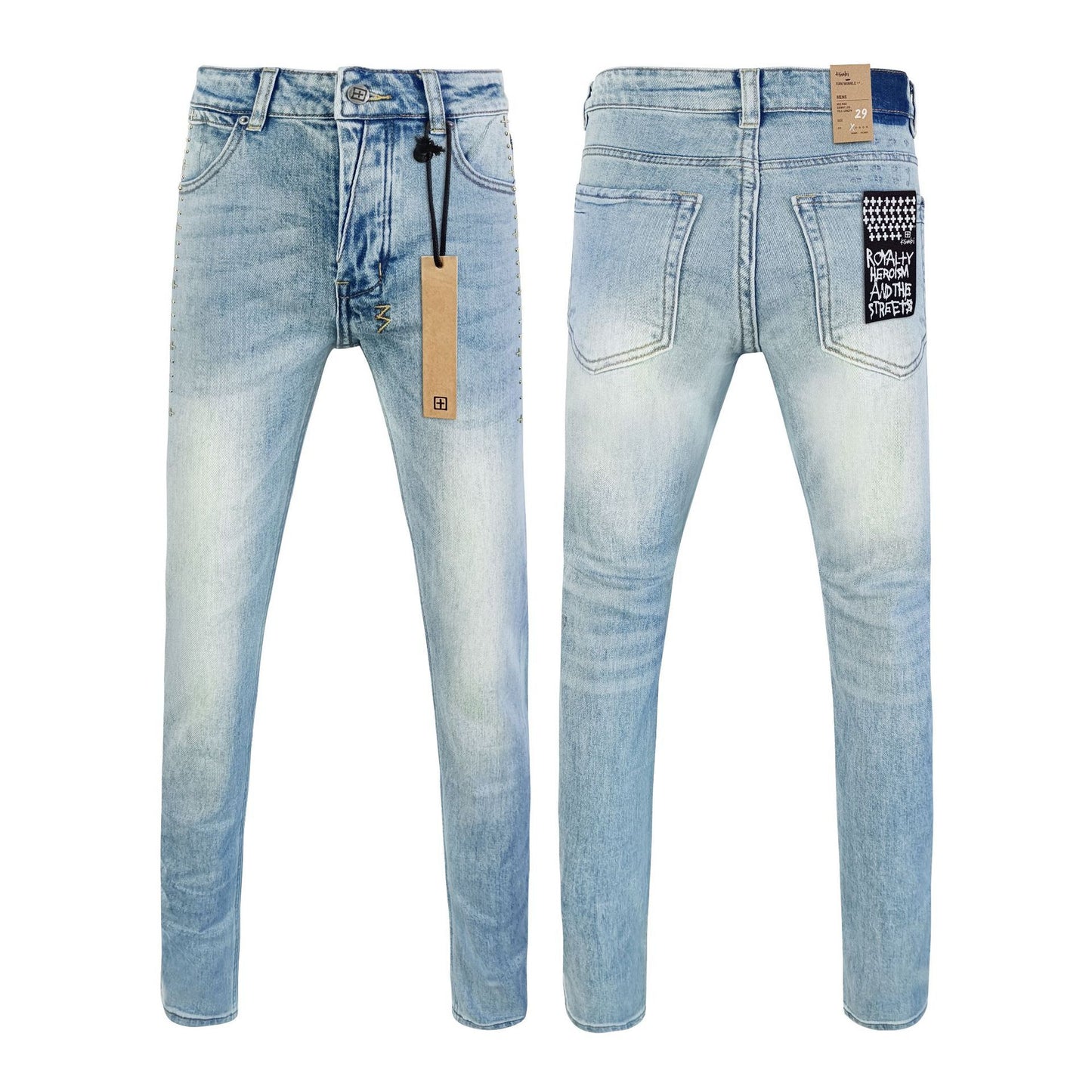 Straight Ripped Stretch American High Street Casual Men's Jeans