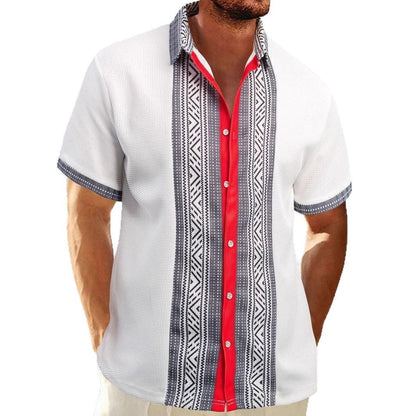 Printed Button Short Sleeve Men